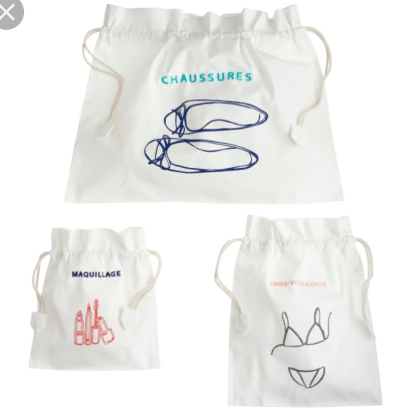 JCrew Drawstring Travel Pouch Trio